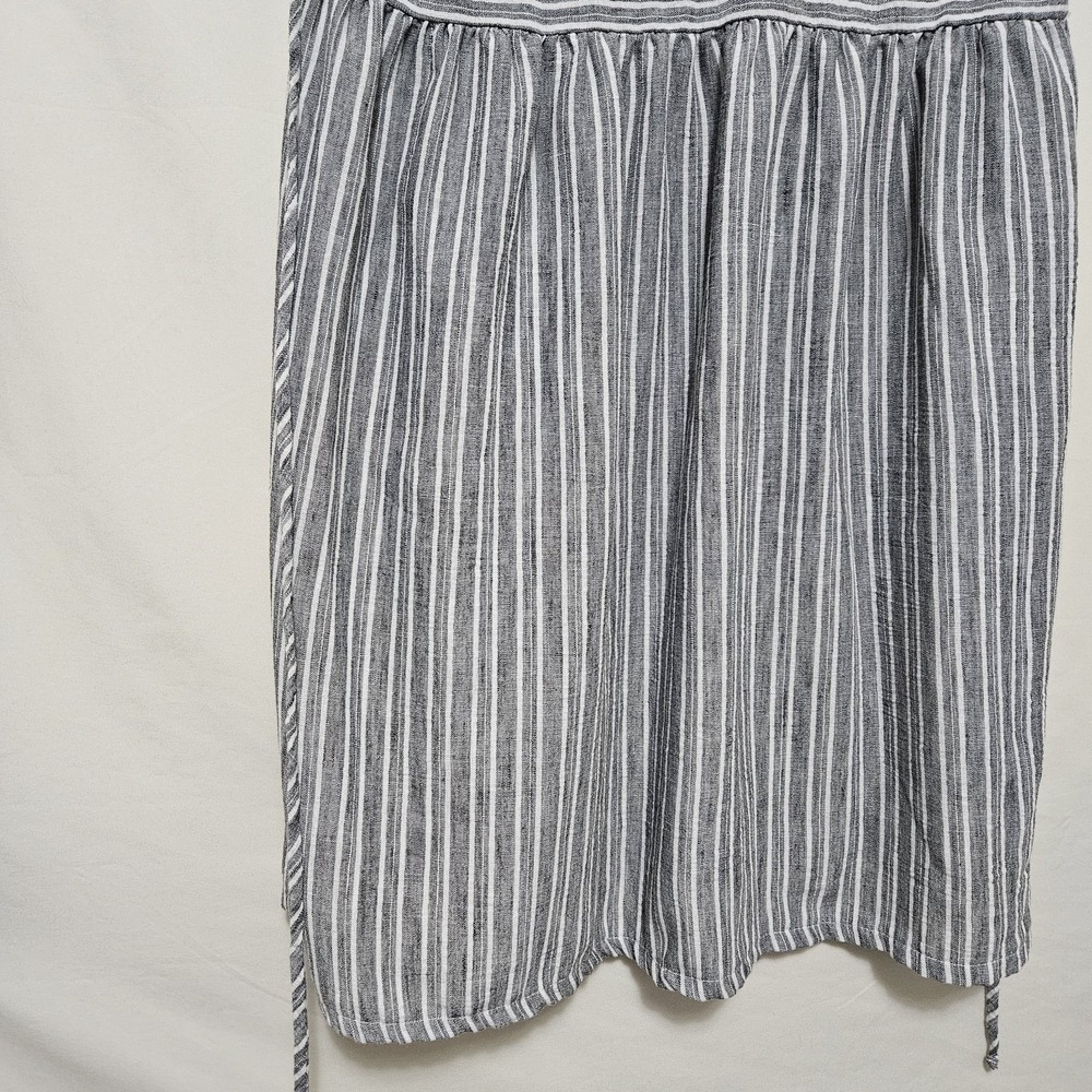 Espresso Shortsleeved A-line Dress Gray White Striped Pattern Button Sm Flaw - Picture 12 of 13